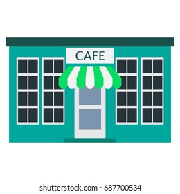 Street cafe building icon, vector illustration flat style design isolated on white. Colorful graphics