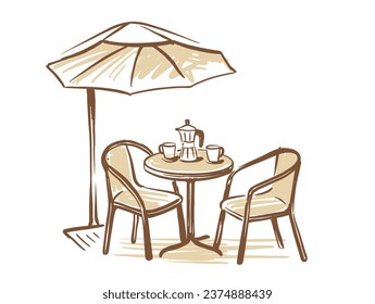 Street cafe with chairs and table. Terrace Coffee Shop or Breakfast Out place.