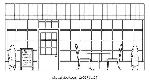 Street cafe graphic black white sketch illustration vector 