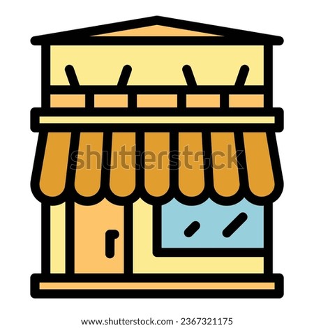 Street cafe icon outline vector. Food bar. Shop restaurant color flat