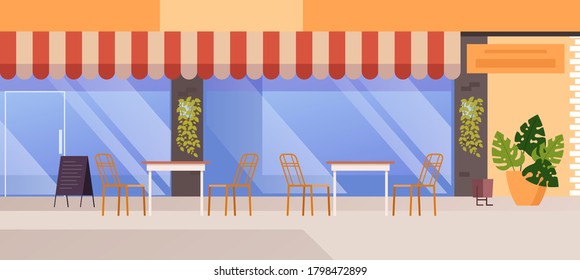 Street cafe interior concept. Vector flat graphic design illustration