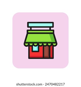 Street cafe line icon. Building, suburb, store. Shop concept. Vector illustration can be used for topics like public establishment, coffee shop, architecture