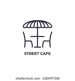 Straßencafé-Linie Symbol. lineares Stilzeichen für mobiles Konzept und Webdesign. Rahmenvektorsymbol. Symbol, Logo-Abbildung. Vektorgrafik