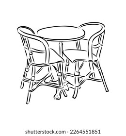 Café callejero en la ilustración vectorial del casco antiguo