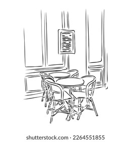 Street cafe in old town vector illustration
