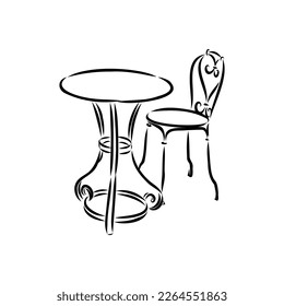 Street cafe in old town vector illustration