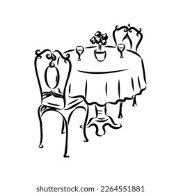 Street cafe in old town vector illustration
