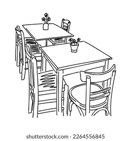 Street cafe in old town vector illustration