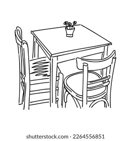 Street cafe in old town vector illustration