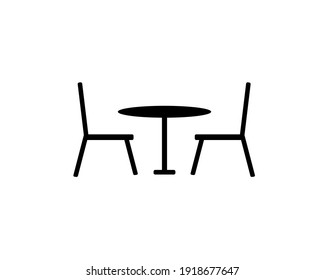 Street Cafe - Table And Chairs. Flat Vector Icon. 