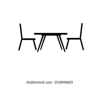 Street cafe - table and chairs. Flat vector icon. 