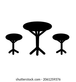Street cafe - table and chairs. Flat vector icon.