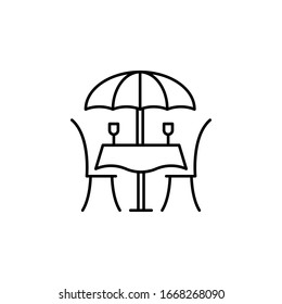 Street cafe, umbrella, table icon. Simple line, outline vector elements of city for ui and ux, website or mobile application