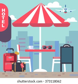 street cafe vector flat illustration