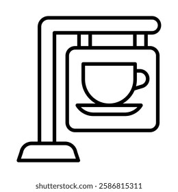 Street Cafe Vector Line Icon Design