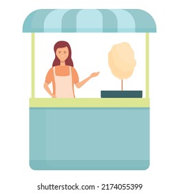 Street candy seller icon cartoon vector. Food cart. Stand shop