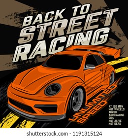 street car racer, car vector illustration