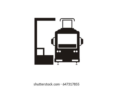 street car shelter simple icon