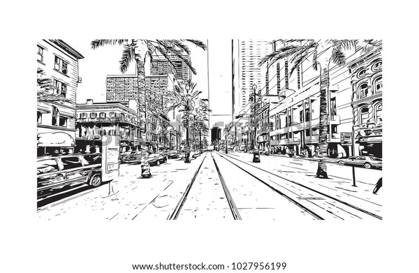 Street Cars Cable New Orleans City Stock Vector Royalty Free 1027956199