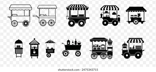 street cart vector silhouette mobile food store