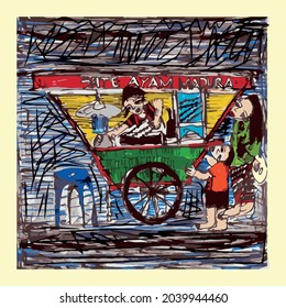 Street Carts Satay Madura Indonesia Sellers