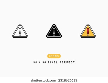 Icono de precaución en la calle. Ilustración del símbolo de material de advertencia de tráfico. Iconos De Línea Vector Para Diseño Y Presentación Web De UI