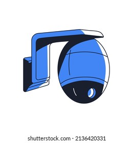 Street CCTV icon. Rotating wall camera for video surveillance, control and recording. Security cam for observation. Safety electronic equipment. Flat vector illustration isolated on white background