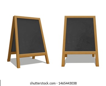 Street chalk board set, advertisement outdoor stand. Information and promotion outside billboard. Realistic style vector chalk board illustration svg