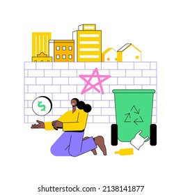 Street children abstract concept vector illustration. Poor homeless children, live on street, poor kid sleeping, under the bridge, beggar boy, pray for money, looking for food abstract metaphor.