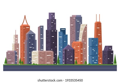 Street City Building Construction Cityscape Skyline Business Illustration 