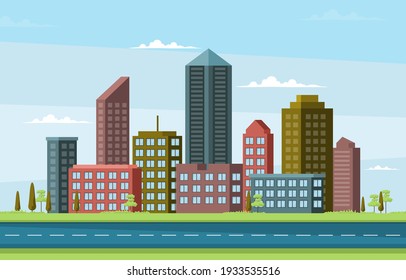 Street City Building Construction Cityscape Skyline Business Illustration 