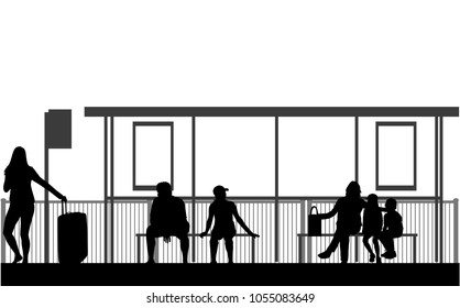 Street of the city . Bus stop.