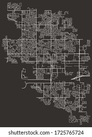 Street city map Meridian, Idaho, USA, with highways, major and minor roads, town footprint plan