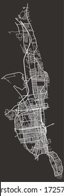 Street city map New Bedford, Massachusetts, USA, with highways, major and minor roads, town footprint plan