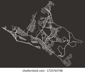 Street City Map Newport Beach, California, USA, With Highways, Major And Minor Roads, Town Footprint Plan