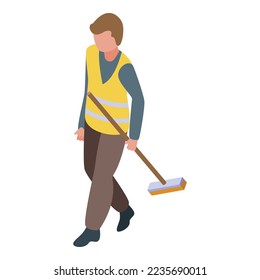 Street cleaner icon isometric vector. House service. Vacuum staff