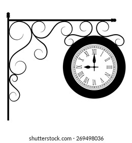 Street clock, black, old style