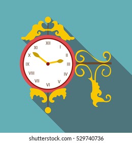 Street clock icon. Flat illustration of street clock vector icon for web
