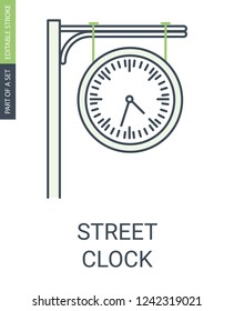 Street clock icon. Time icon.
