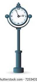 Street clock. Isolated on white background. Vector illustration.