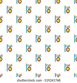 Street clock pattern. Cartoon illustration of street clock vector pattern for web