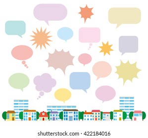 Street and cloud,speech balloons