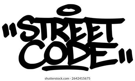 street code graffiti tag in bold black ink with expressive handstyle. Vector street art lettering on transparent background. Perfect for urban vibes and hip hop style.
