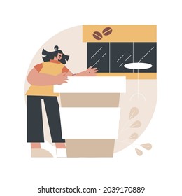 Street coffee abstract concept vector illustration. Coffee to go service, street hot drinks, cafe shop, city lifestyle, takeaway beverage, disposable paper cup, cappuccino abstract metaphor.