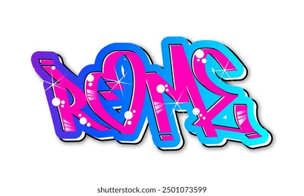 Street colorful graffiti Rome City. For fashion design print on clothes t shirt bomber sweatshirt also for sticker poster patch. 