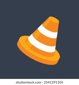 street cone in flat vector design.