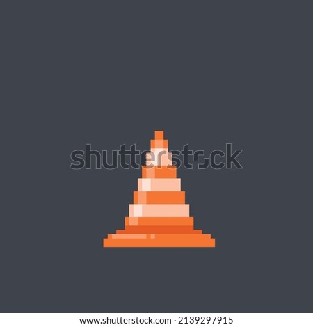 street cone in pixel style