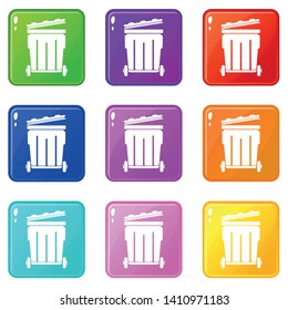 Street container icons set 9 color collection isolated on white for any design