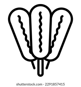 Street corn dog icon outline vector. Hot street food. Fried sauce