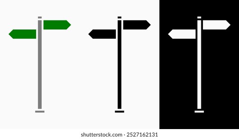 Ícones de sinal de canto de rua: ilustração vetorial de sinais de canto de rua com fundo preto e branco